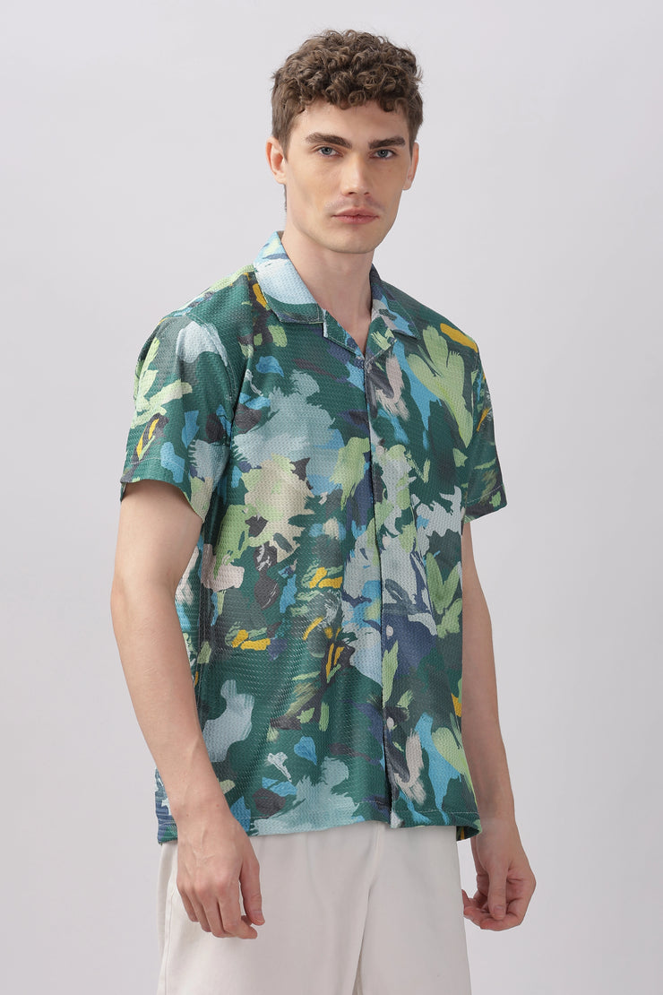 Abstract printed textured shirt