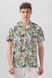 Bird printed textured shirt