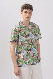 Bird printed textured shirt