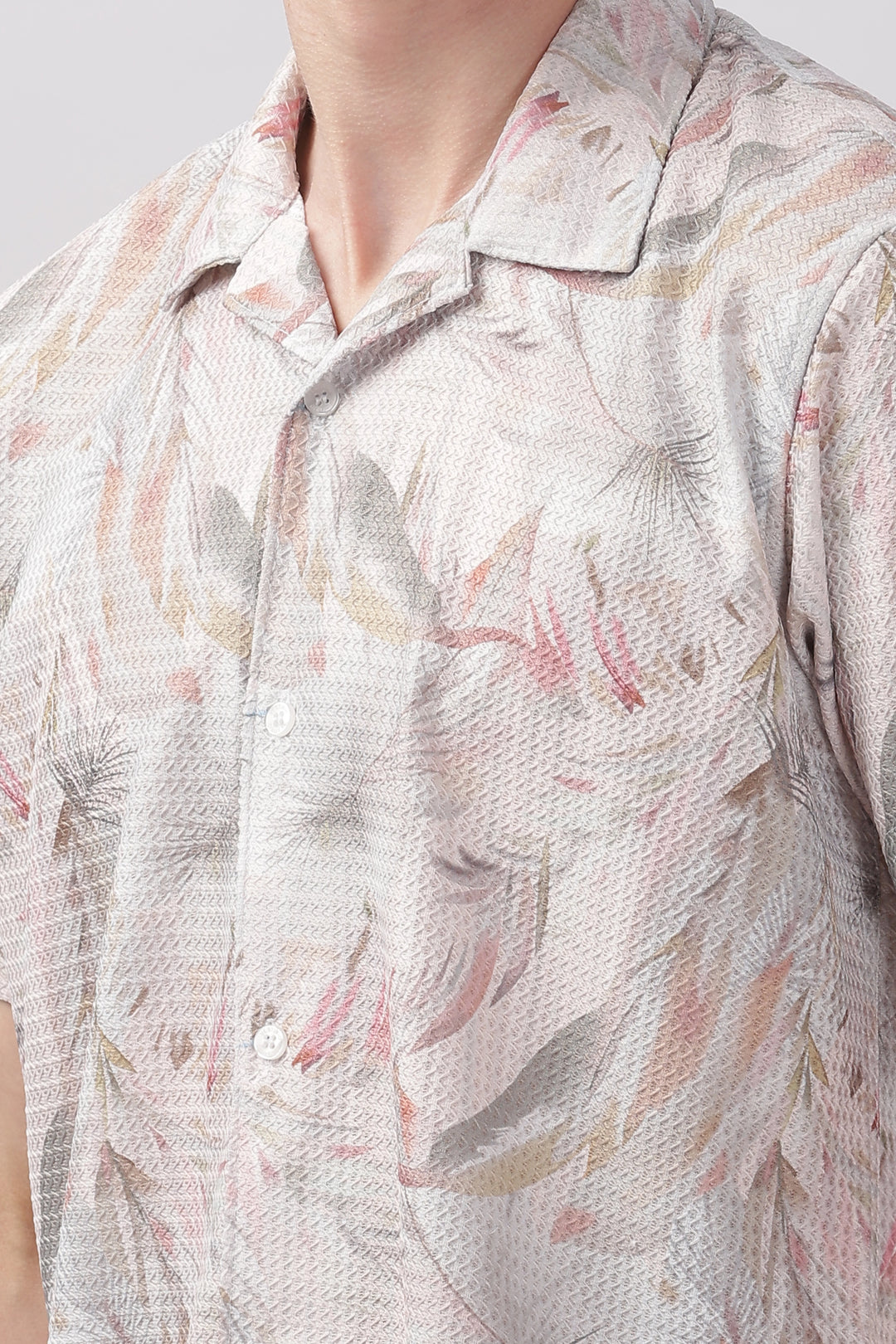 Tropical plam leaves printed textured shirt