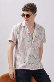 Tropical plam leaves printed textured shirt