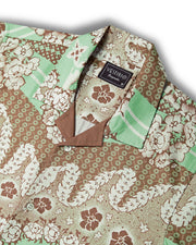 Brown bandana floral printed camp collar shirt for men