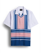White Boxy Stripe Printed Shirt