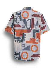 Abstract print blue color half sleeve shirt for men