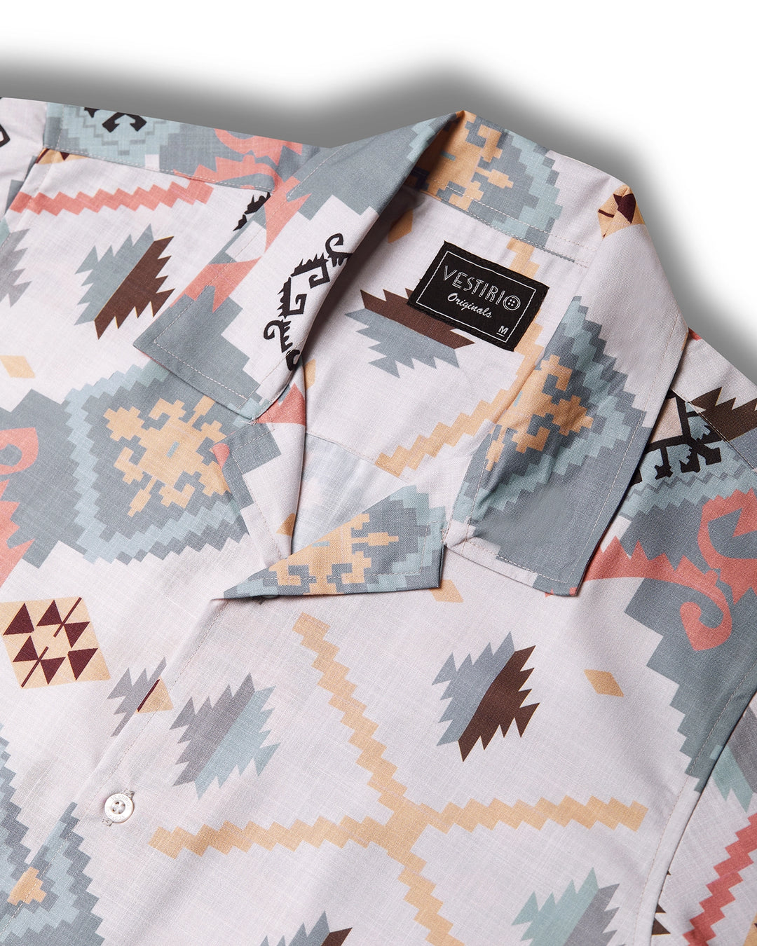 BASIC BLUE GEOMETRIC PRINTED SHIRT FOR MEN