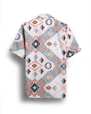 Blue geometric design half sleeve shirt for men