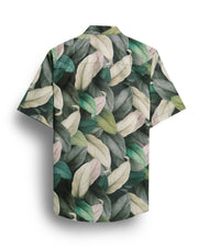 Green leaf print half sleeve shirt for men