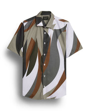 Abstract print brown color half sleeve shirt for men
