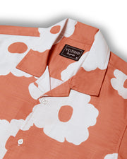 Orange floral print  half sleeve shirt for men