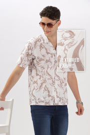 Biege marble printed popcorn shirt