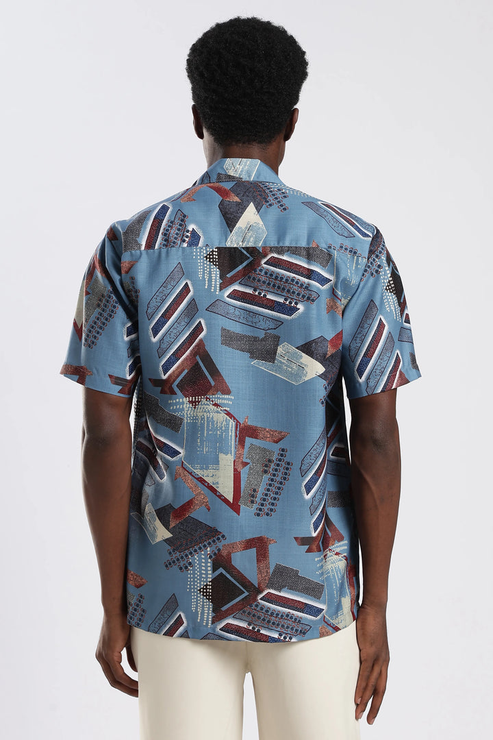 Dustyblue abstract printed shirt