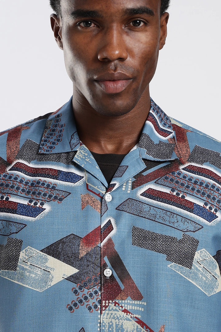 Dustyblue abstract printed shirt