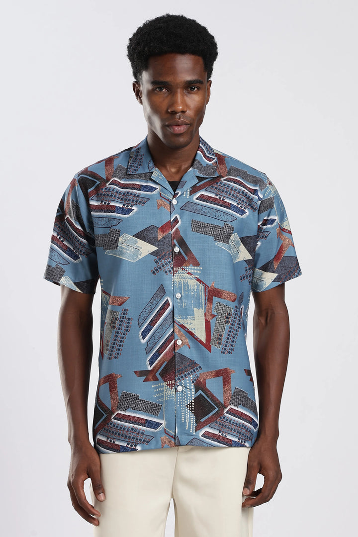 Dustyblue abstract printed shirt