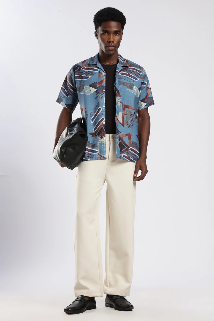 Dustyblue abstract printed shirt
