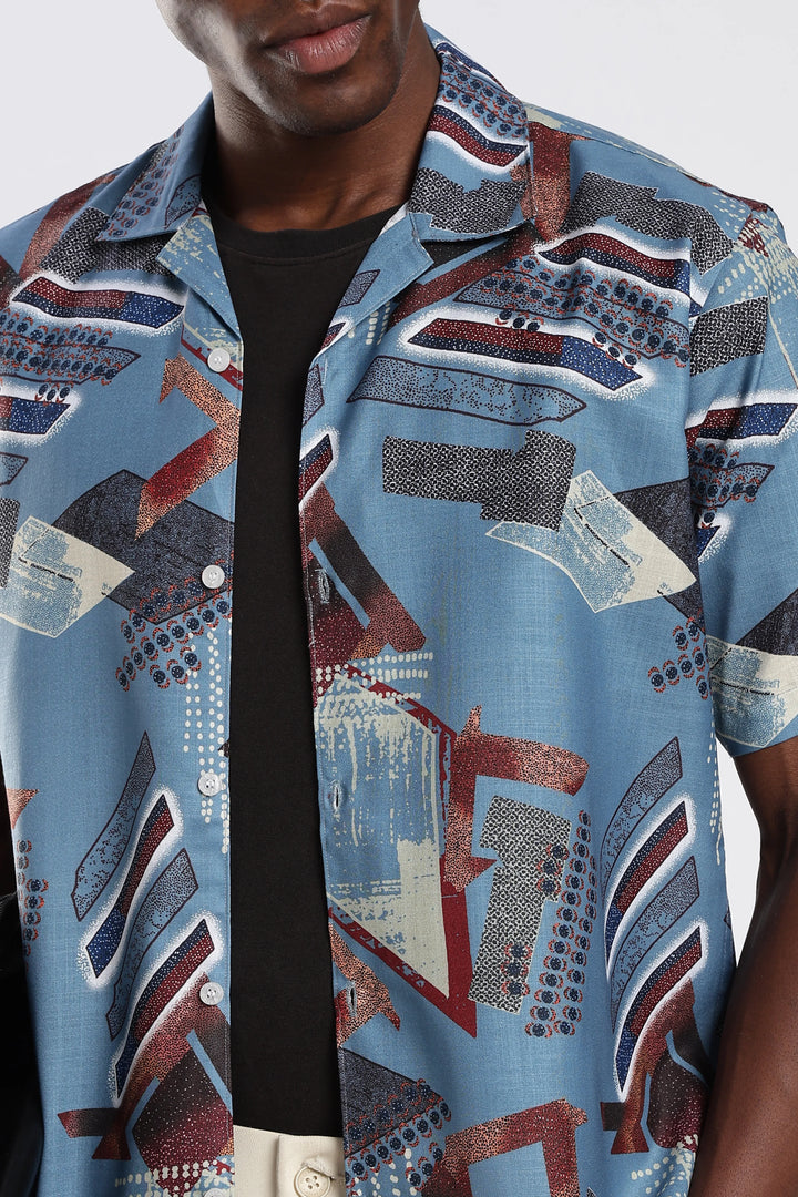 Dustyblue abstract printed shirt