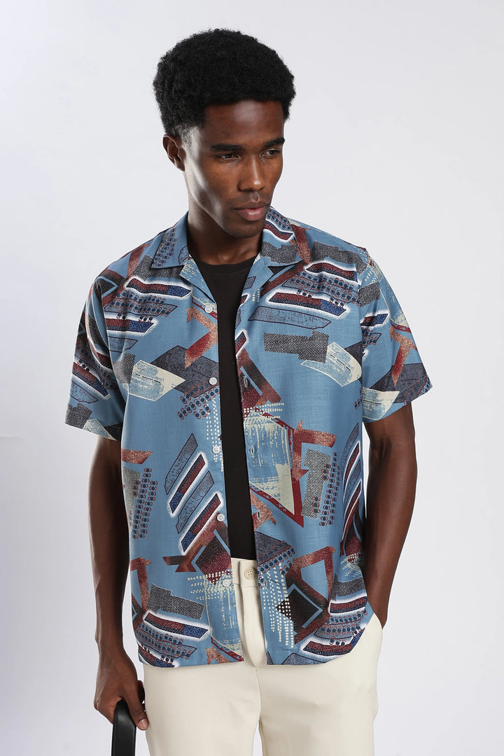Dustyblue abstract printed shirt