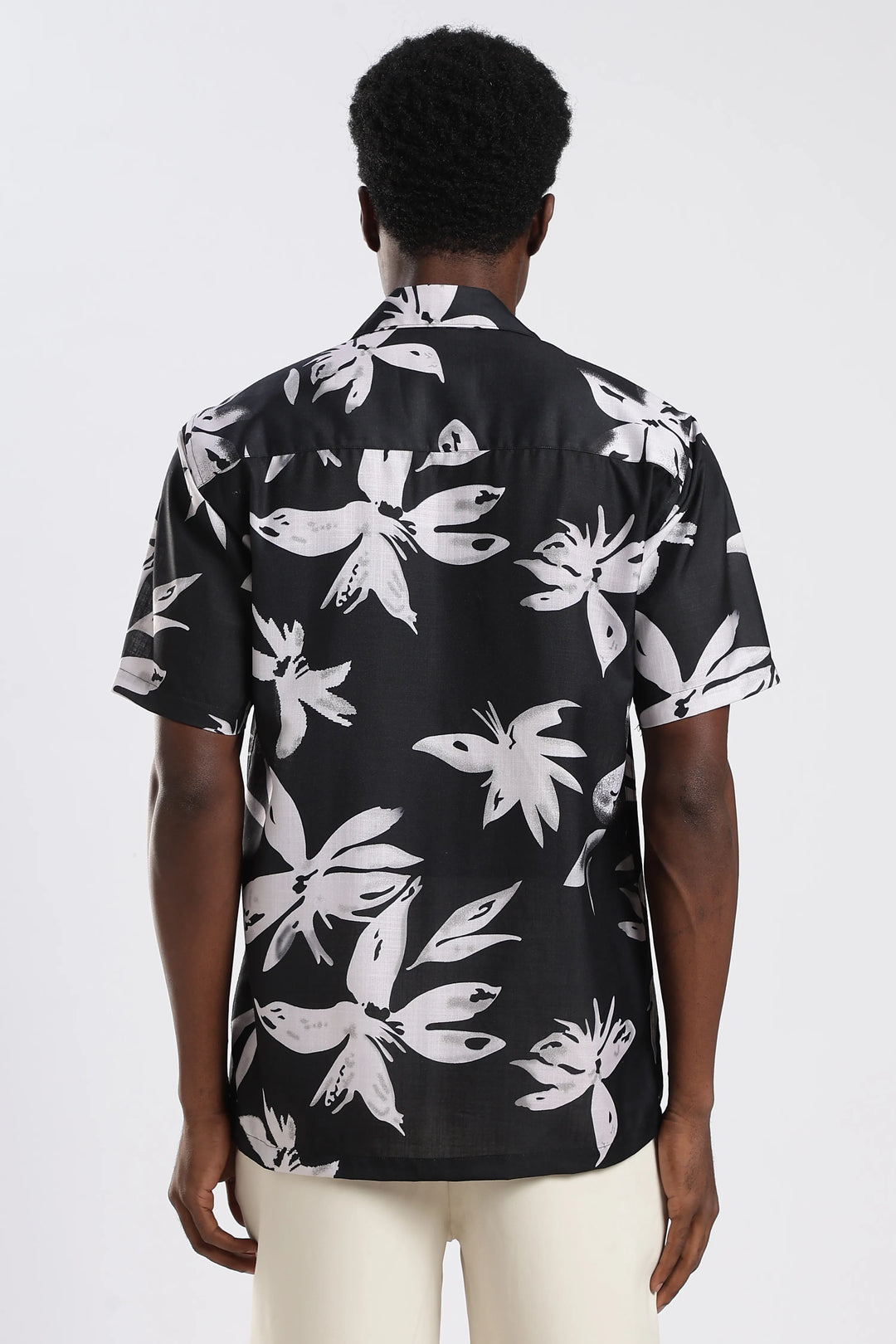 Black leaves printed shirt