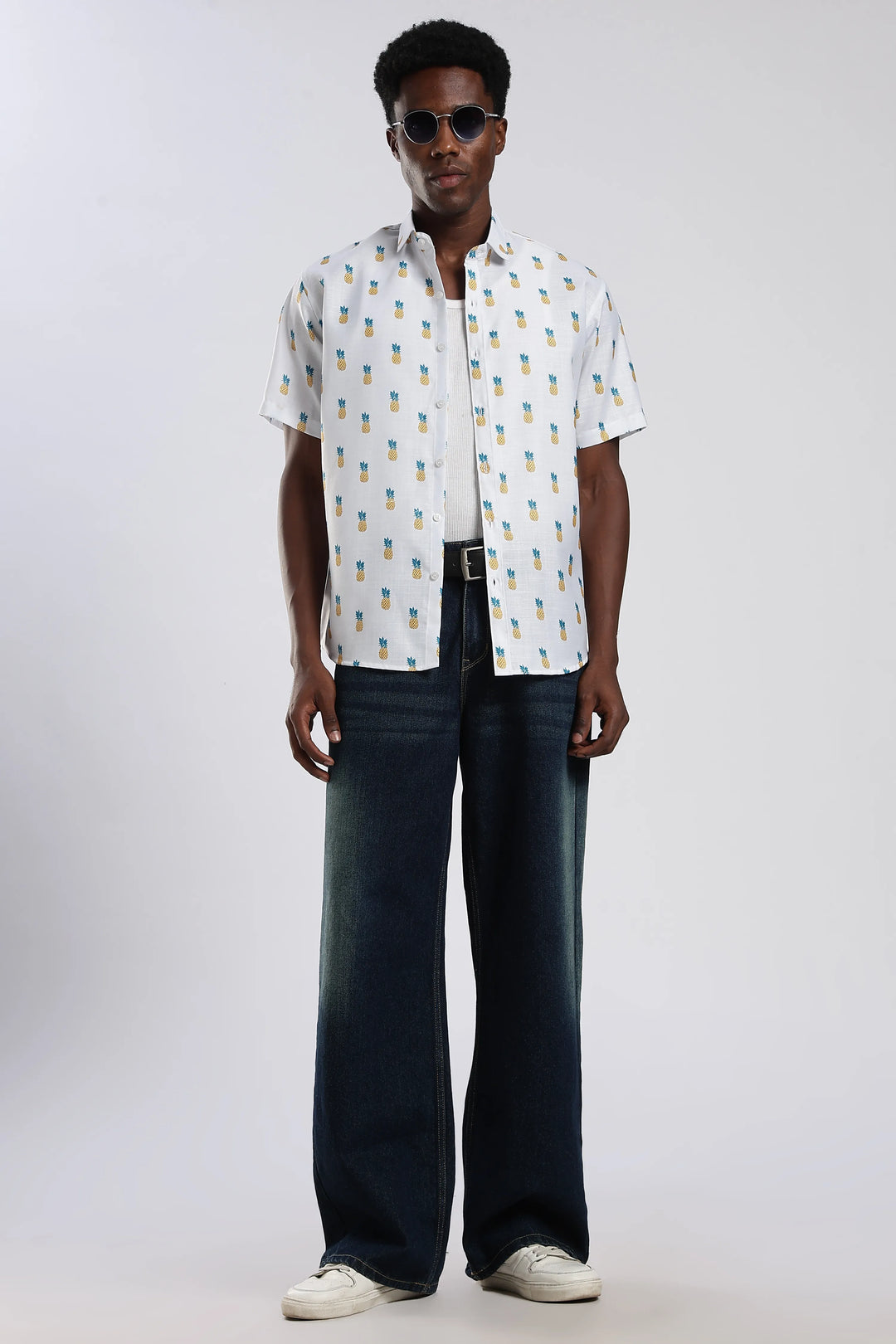 White pineapple printed shirt