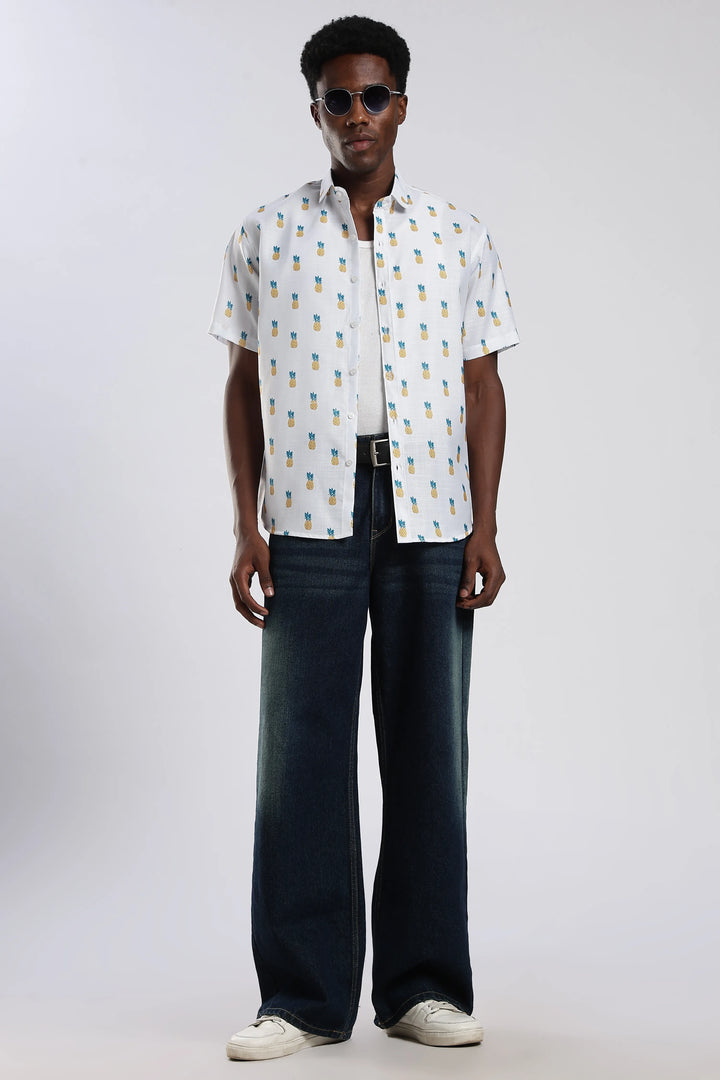 White pineapple printed shirt
