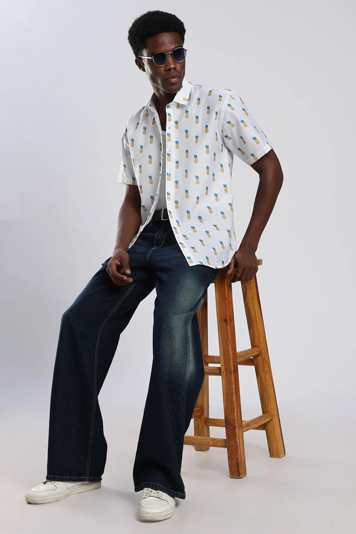 White pineapple printed shirt