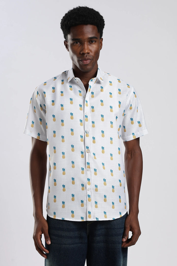White pineapple printed shirt