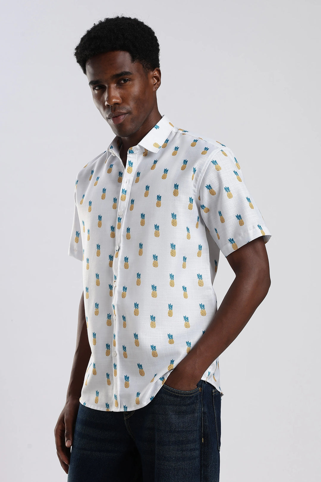 White pineapple printed shirt