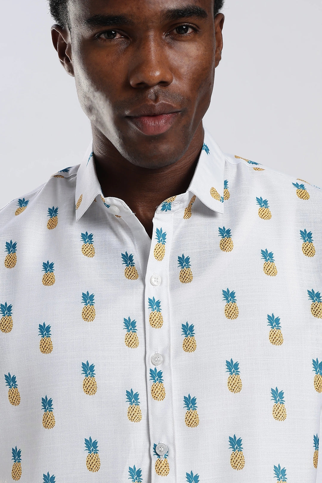 White pineapple printed shirt