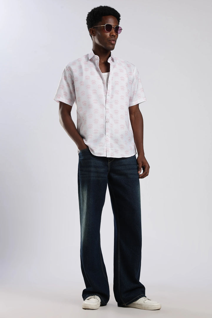 White lotus printed shirt