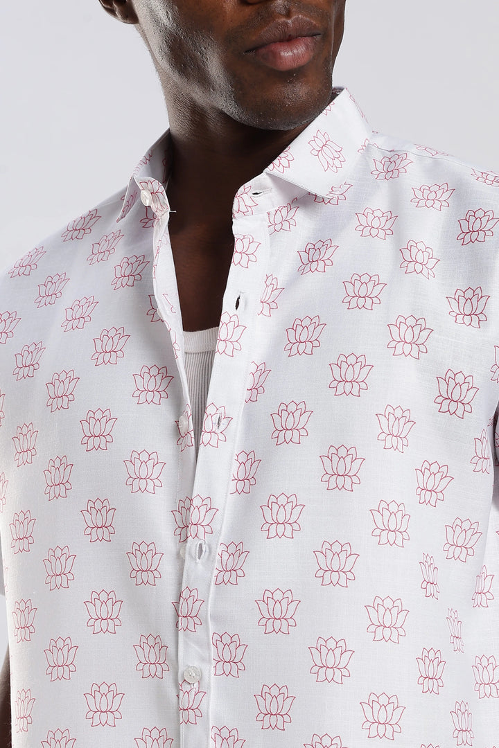 White lotus printed shirt