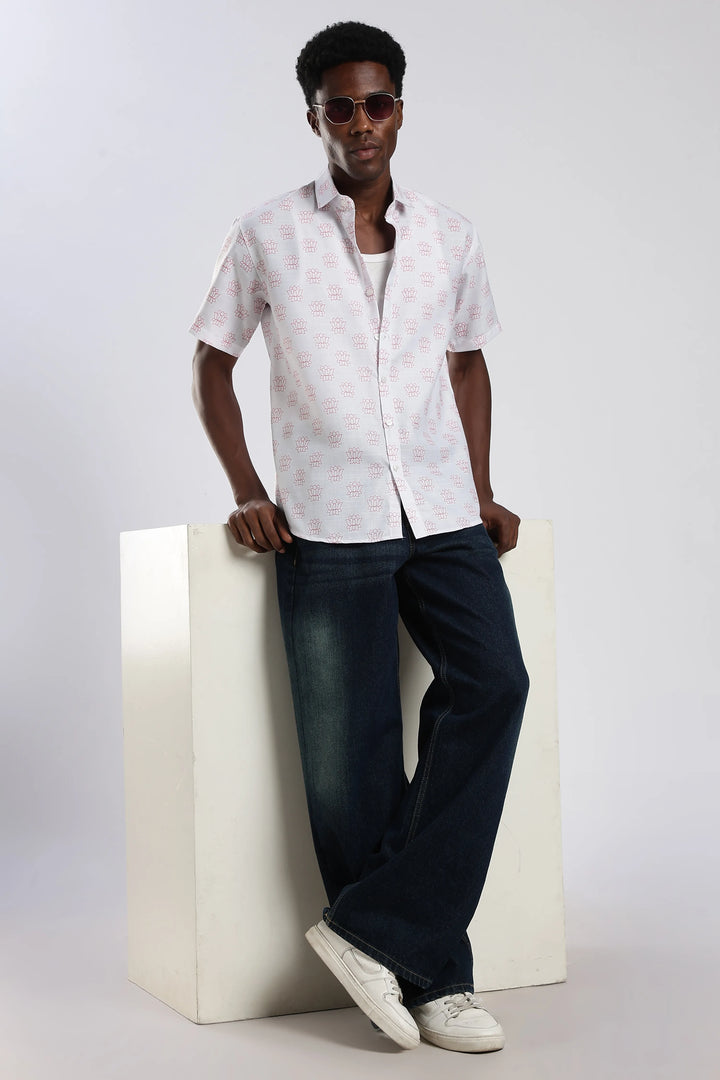 White lotus printed shirt