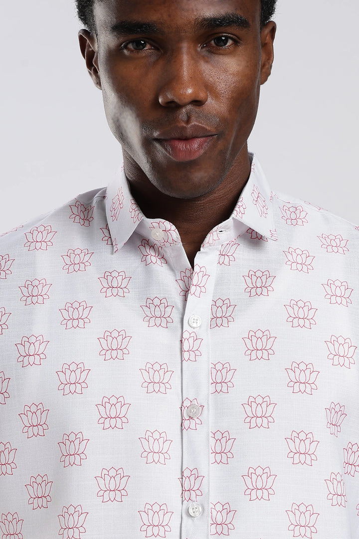 White lotus printed shirt
