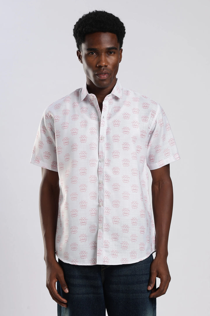 White lotus printed shirt