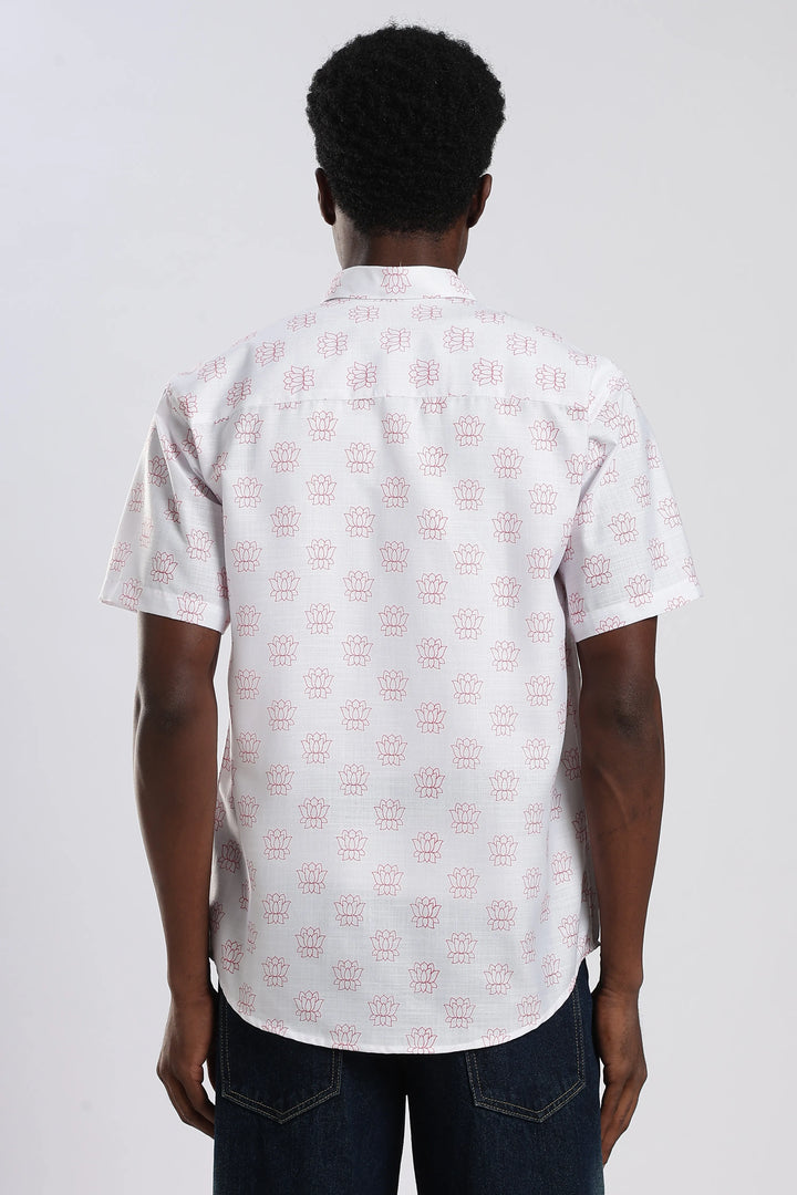 White lotus printed shirt