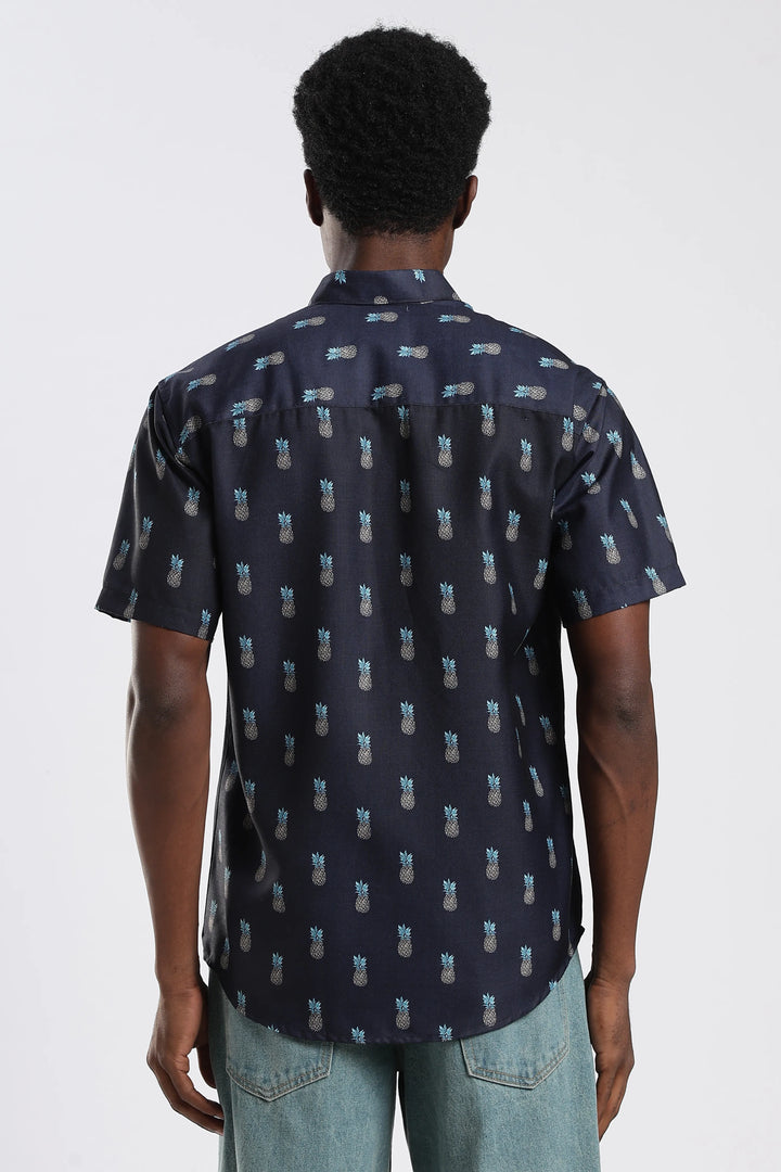 Navyblue pineapple printed shirt
