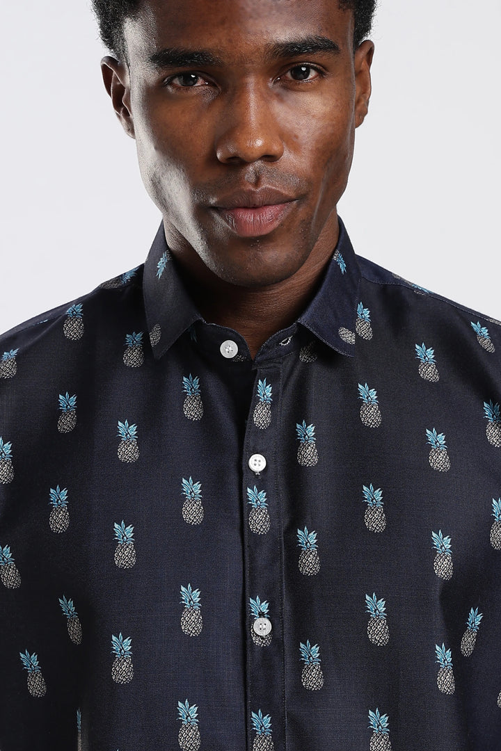 Navyblue pineapple printed shirt
