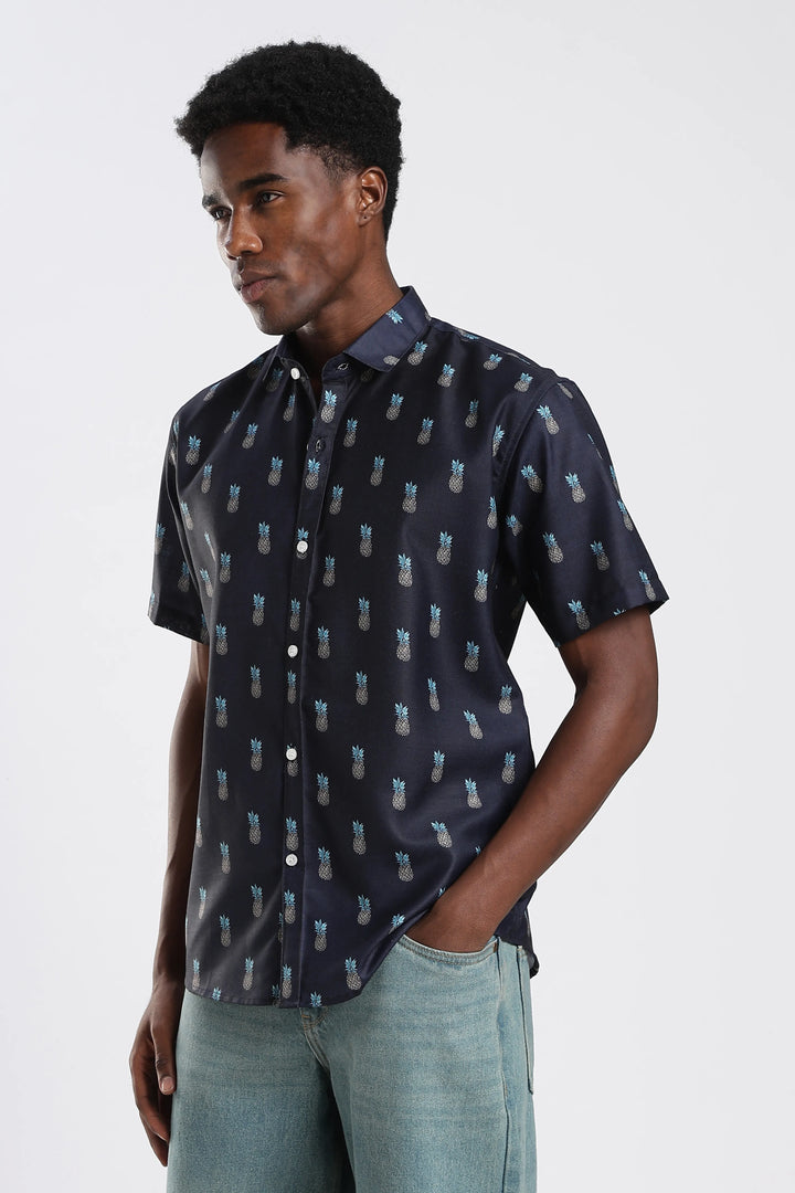 Navyblue pineapple printed shirt