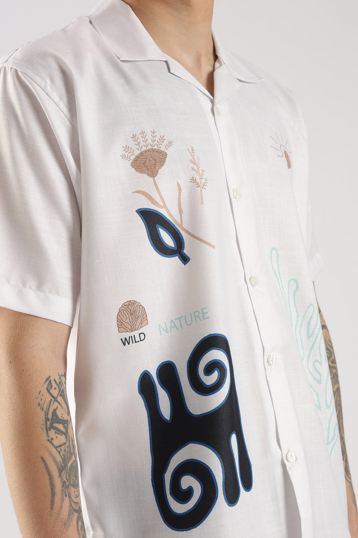 White multi abstract printed shirt