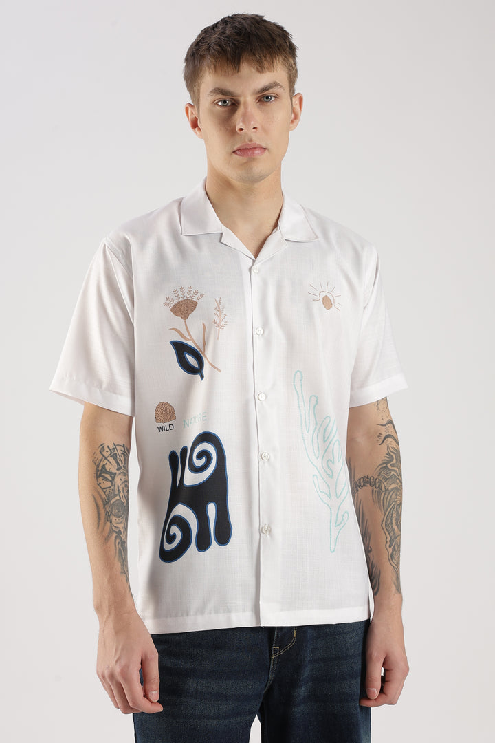 White multi abstract printed shirt