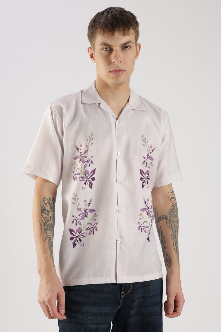 Beige floral printed shirt