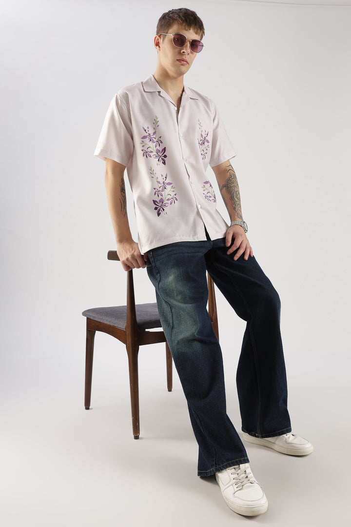Beige floral printed shirt