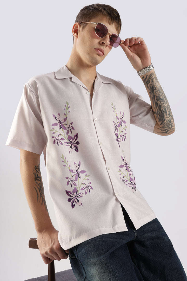 Beige floral printed shirt