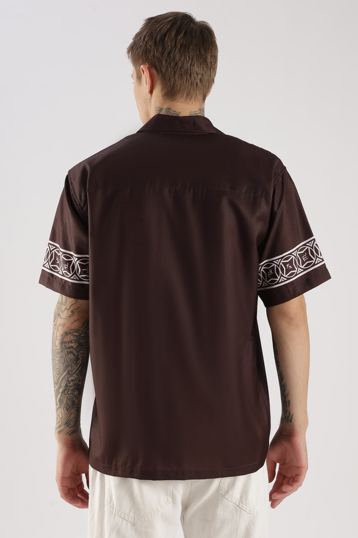 Brown panel printed shirt