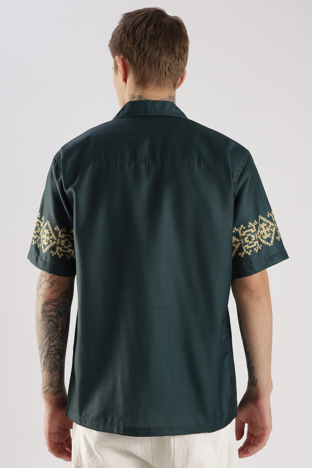 Green panel printed shirt