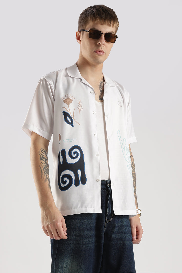 White multi abstract printed shirt