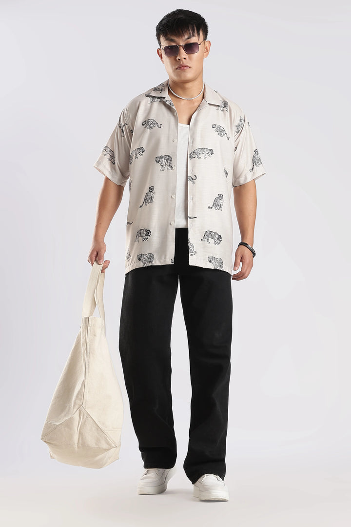 Beige animal printed shirt