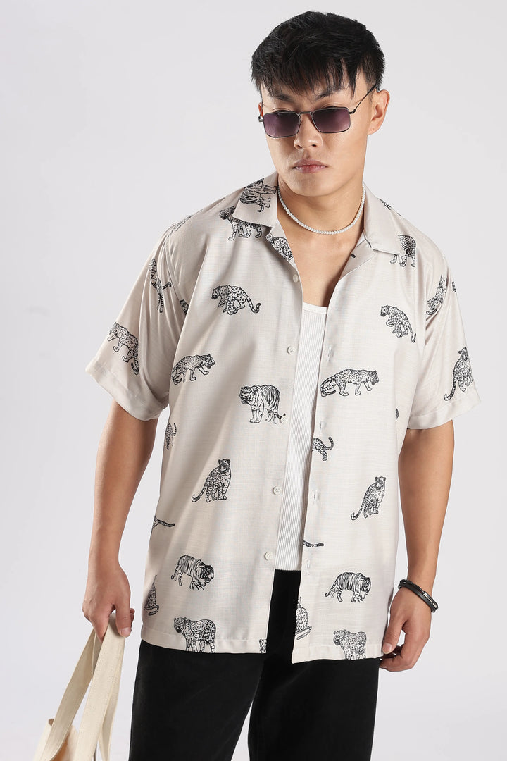 Beige animal printed shirt