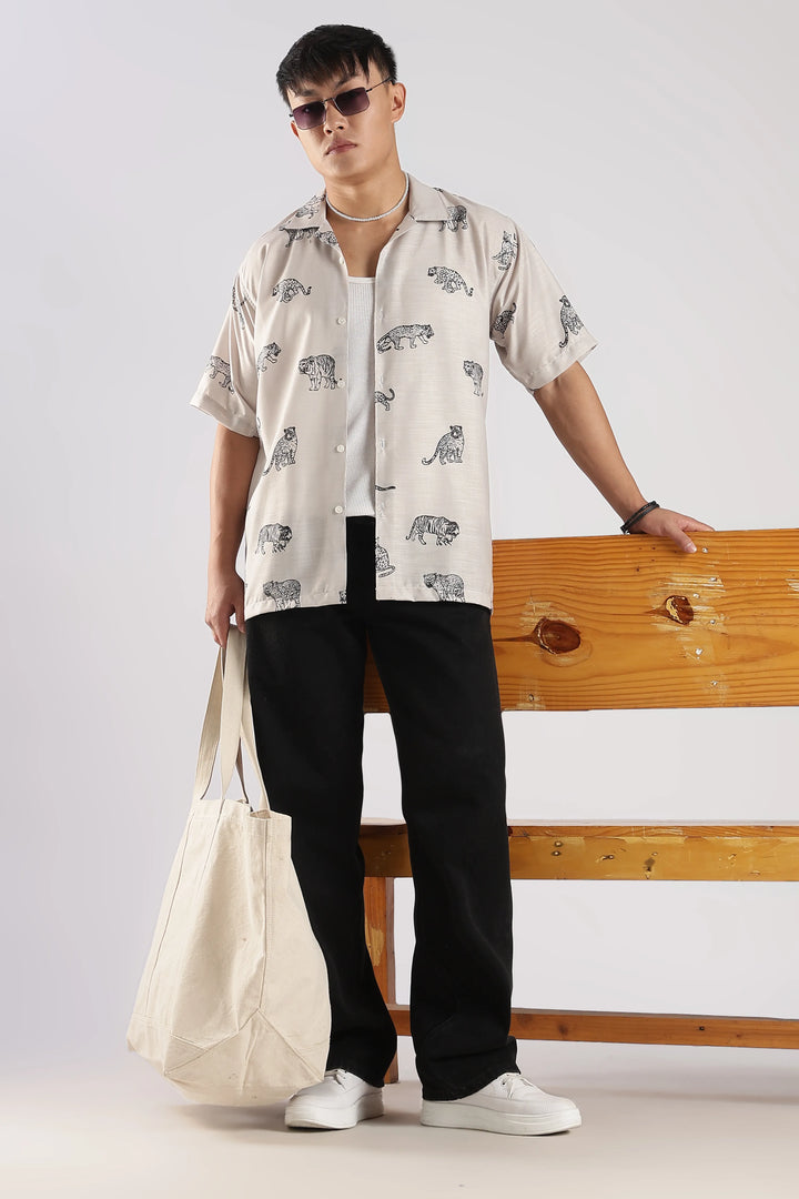 Beige animal printed shirt