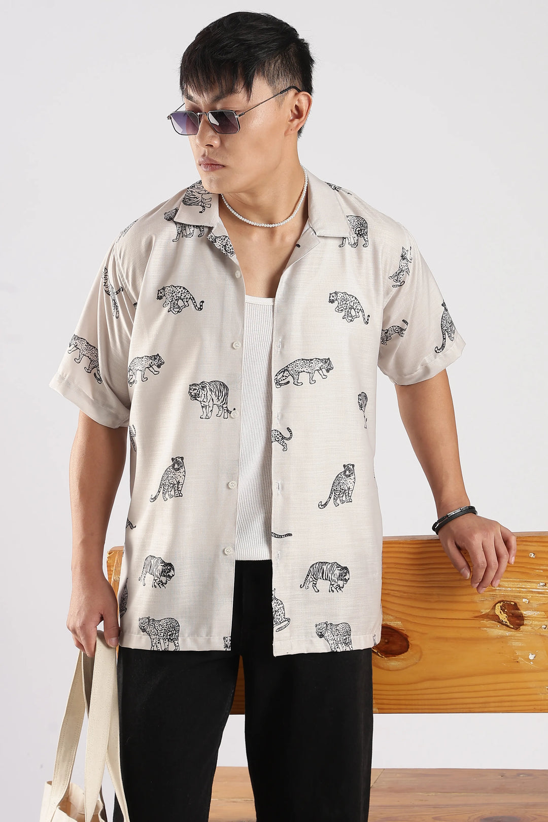 Beige animal printed shirt