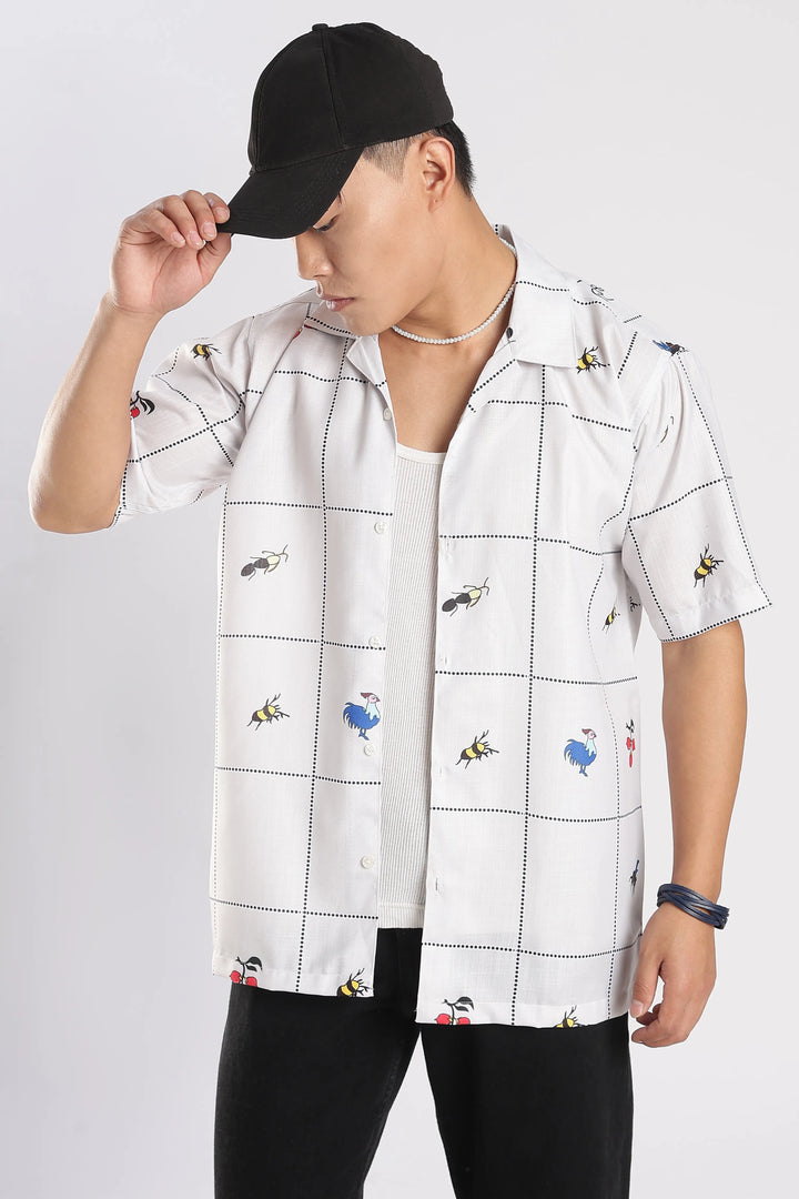 White animal printed shirt