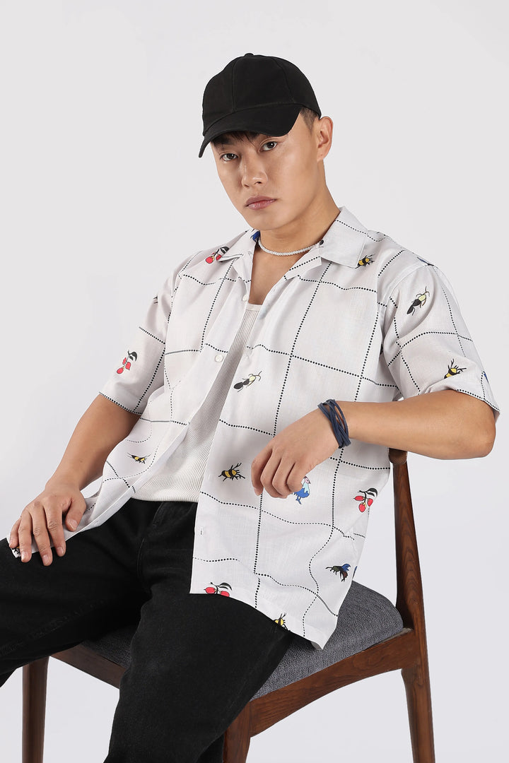 White animal printed shirt
